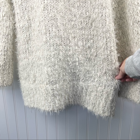 Anthropologie Sleeping On Snow Venla Fluffy Faux Fur Cardigan Cream Silver Med - Picture 10 of 15